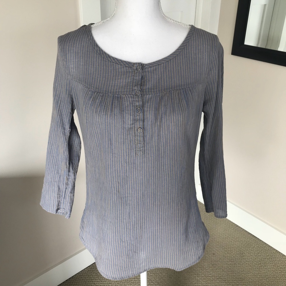 Gray & Blue Striped Blouse, M